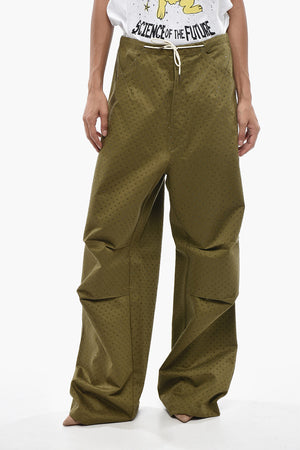 Cotton Wide-Leg Pants with All-Over Rhinestones