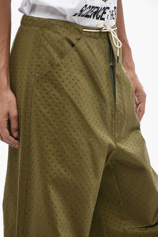 Wide-Leg-Hose aus Baumwolle mit Allover-Strass