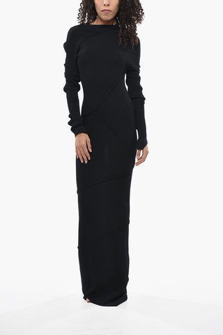Ribbed Long-Sleeve Midi Dress