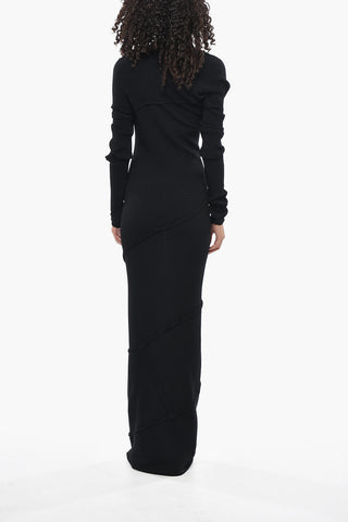 Ribbed Long-Sleeve Midi Dress