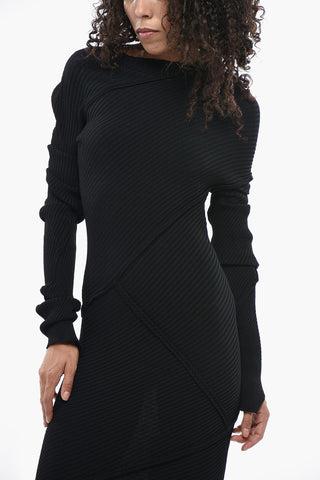 Ribbed Long-Sleeve Midi Dress