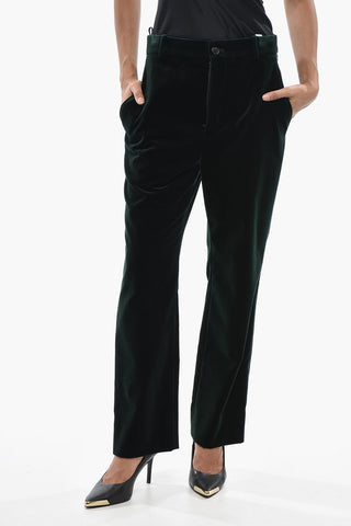 Velours-Hose mit mittlerer Taille