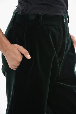 Velours-Hose mit mittlerer Taille