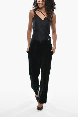 Velours-Hose mit mittlerer Taille