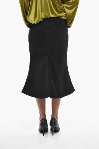 A-Line Denim Skirt With Logo Button