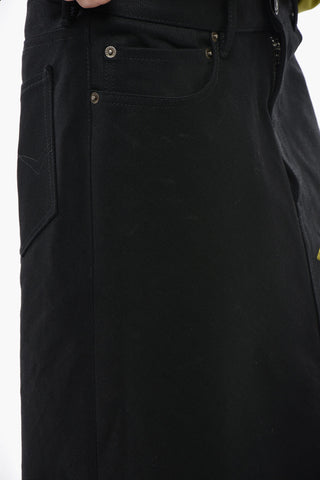 A-Line Denim Skirt With Logo Button