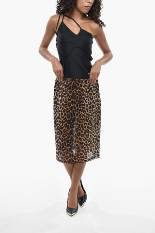 Satin Skirt with Animal Print
