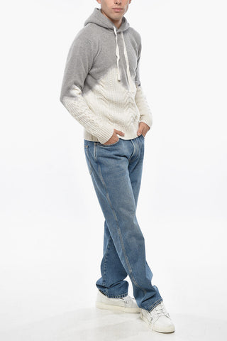 Strick-Sweatshirt mit Zopfmuster-Detail
