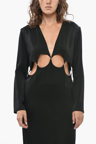 Satin-Tunika mit Cut-Out-Details