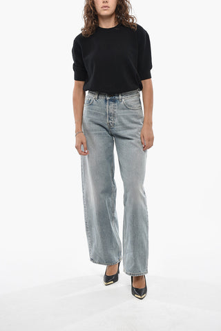 Loose-Fit Jeans with Chairo Wash and Logo Button 27cm
