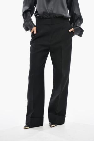 Virgin Wool Trousers with Cuffed Hem
