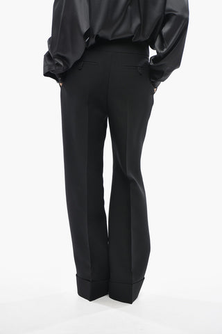 Virgin Wool Trousers with Cuffed Hem