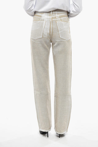5-Pocket Linen Trousers With Logo Button