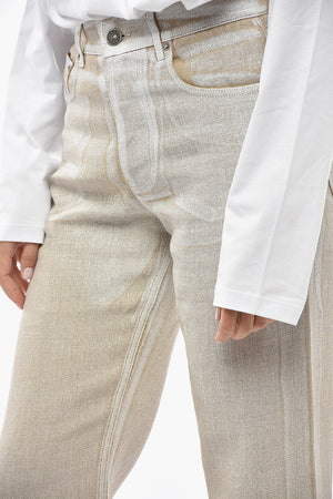 5-Pocket Linen Trousers With Logo Button