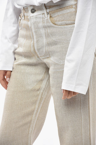 5-Pocket Linen Trousers With Logo Button