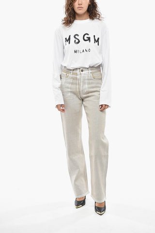 5-Pocket Linen Trousers With Logo Button