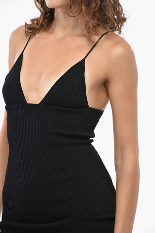 Mini Ribbed Bodycon Dress with Triangle Top