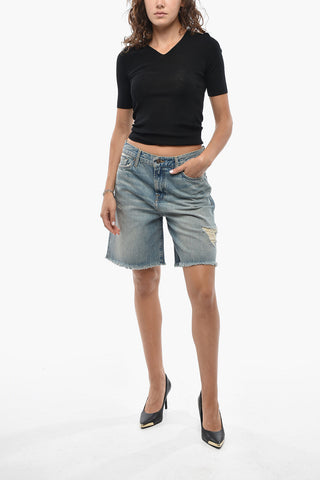 Distressed-Effect Shorts LOLA with Frayed Hem