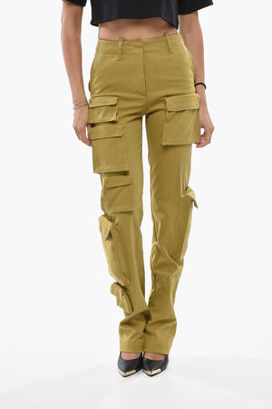 High-Waist Nylon and Cotton Cargo Pants