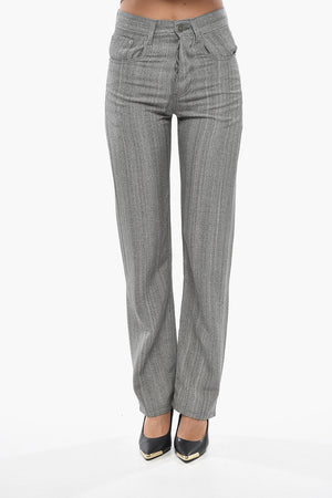 Silk-Blend Five-Pocket Trousers With Mid Rise