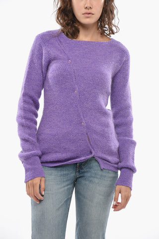 Solid Crew-Neck Sweater With Asymmetric Closure
