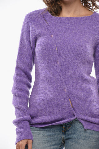 Solid Crew-Neck Sweater With Asymmetric Closure