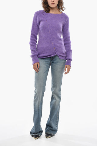 Solid Crew-Neck Sweater With Asymmetric Closure
