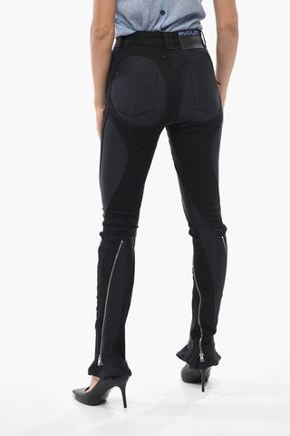 Pantaloni Casual a Gamba Gritta in Cotone con Zip Alla Caviglia