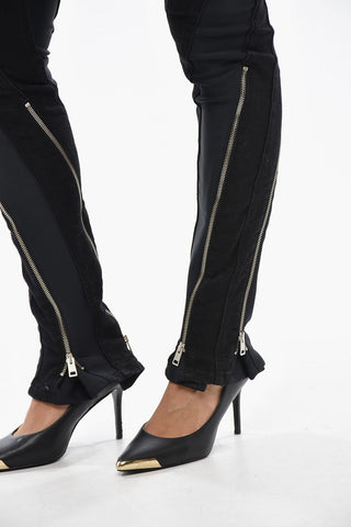 Pantaloni Casual a Gamba Gritta in Cotone con Zip Alla Caviglia