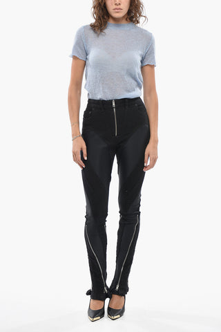 Pantaloni Casual a Gamba Gritta in Cotone con Zip Alla Caviglia