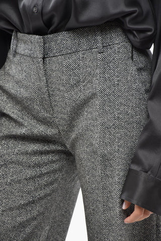 Straight-Fit Herringbone Trousers