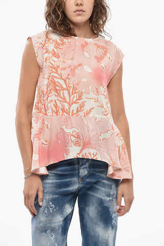 Seidentop ALANA mit verwaschenem maritimem Print