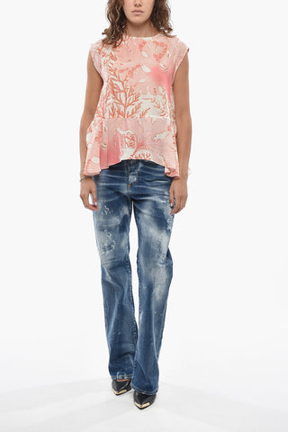 Seidentop ALANA mit verwaschenem maritimem Print