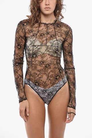 Long-Sleeve Lace Bodysuit