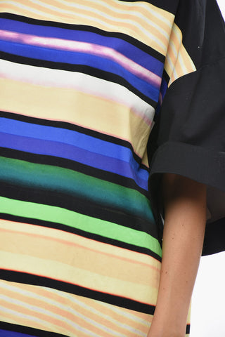 Oversized Tee Dress with Multicolour Stripes