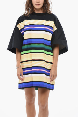 Oversized Tee Dress with Multicolour Stripes