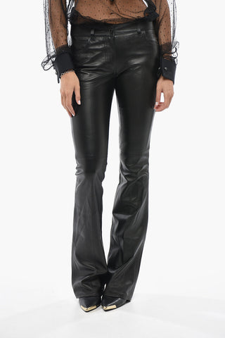 Bootcut-Lederhose mit niedriger Taille