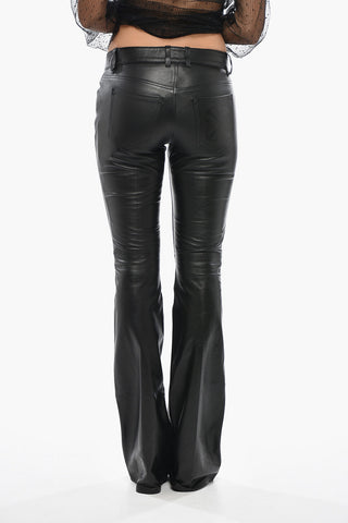 Bootcut-Lederhose mit niedriger Taille