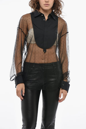 Transparente Bluse Mit Allover-Strass