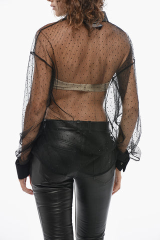 Transparente Bluse Mit Allover-Strass