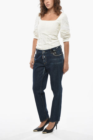 Vintage-Effect Jeans JENNIFER Mid Rise 14cm