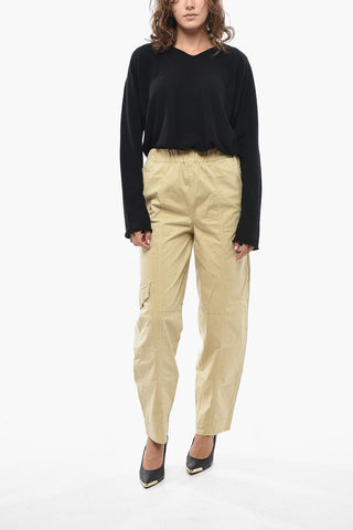 Cotton Cargo Pants With Elastic Waist