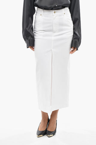 Honeycomb Cotton Midi Skirt ERIKA with Double Slit