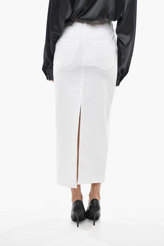 Honeycomb Cotton Midi Skirt ERIKA with Double Slit
