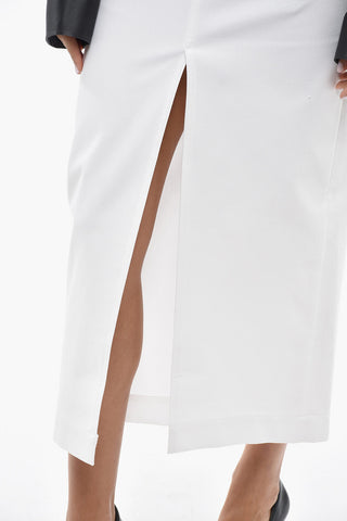 Honeycomb Cotton Midi Skirt ERIKA with Double Slit