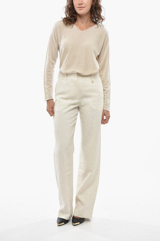 Linen-Blend High-Waisted Trousers FICELLE