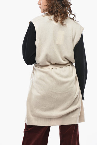 Sleeveless Cashmere Maxi Cardigan With Belt