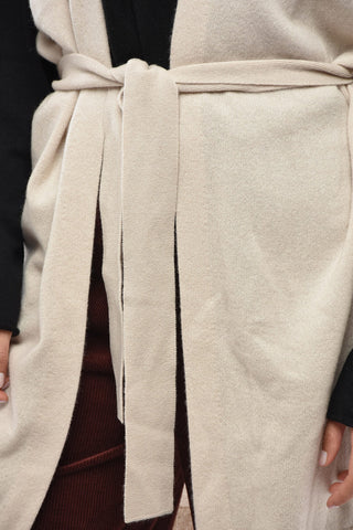 Sleeveless Cashmere Maxi Cardigan With Belt