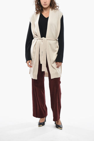 Sleeveless Cashmere Maxi Cardigan With Belt