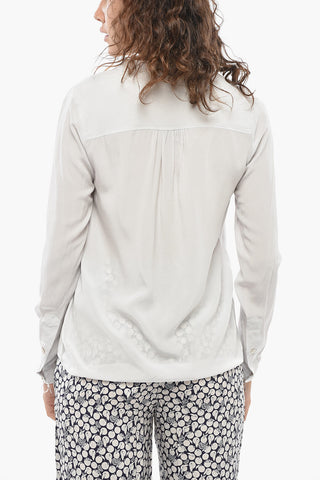 Camicia in Seta con Taschini e Collo Coreano